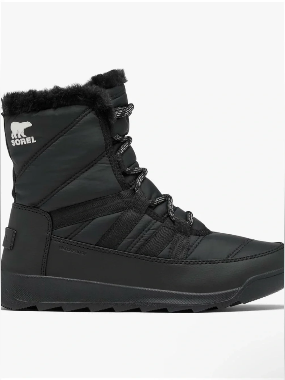 Macy's Sorel Women’s Black Fur-Trim Lace-Up Winter Boot size 8